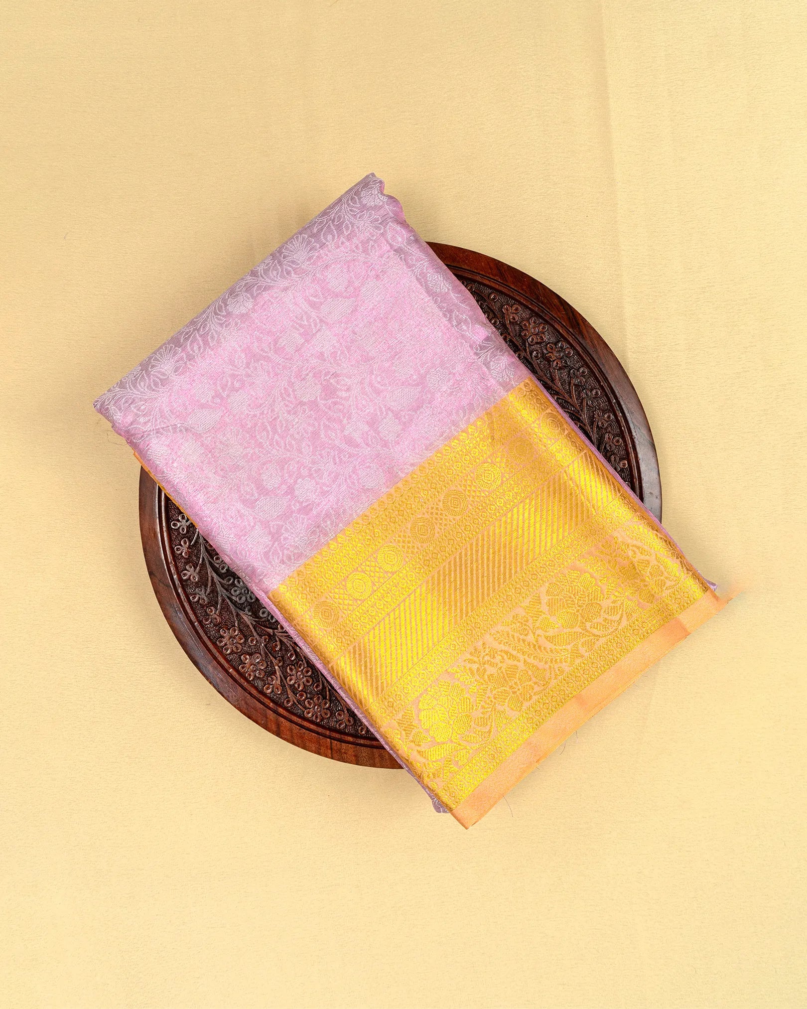 SC4799 - Tissue saree with embose flower design and gold border