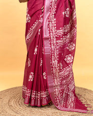 SC3875 - Raw Silk With Bandhini Print