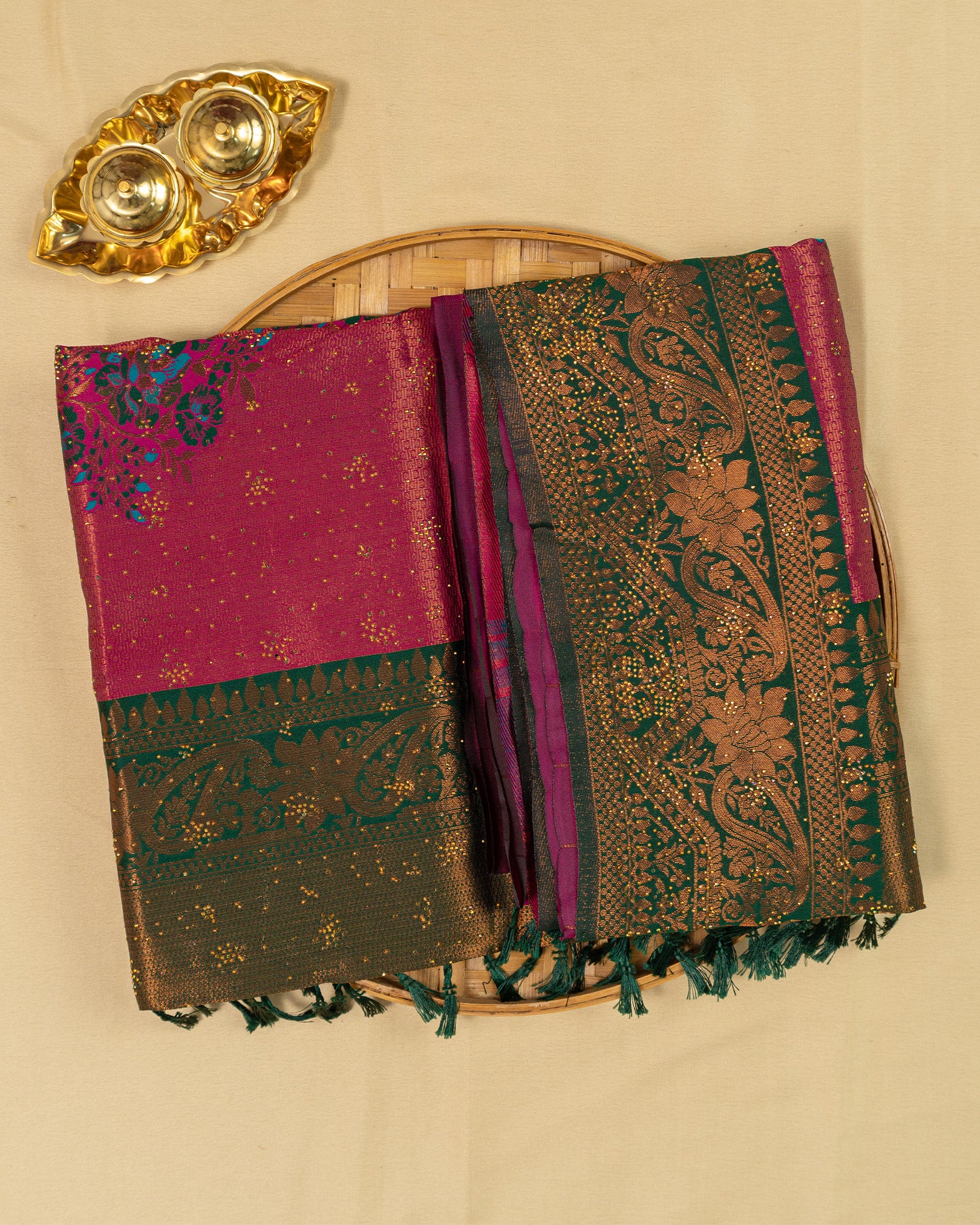 SC2821 - Top Dyed Saree With Sparkling Stone And Meena Butta