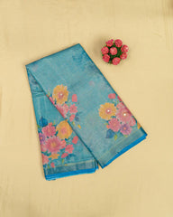 SC3164 - Tissue Saree With Digital Print And Gold Foil Over Butta