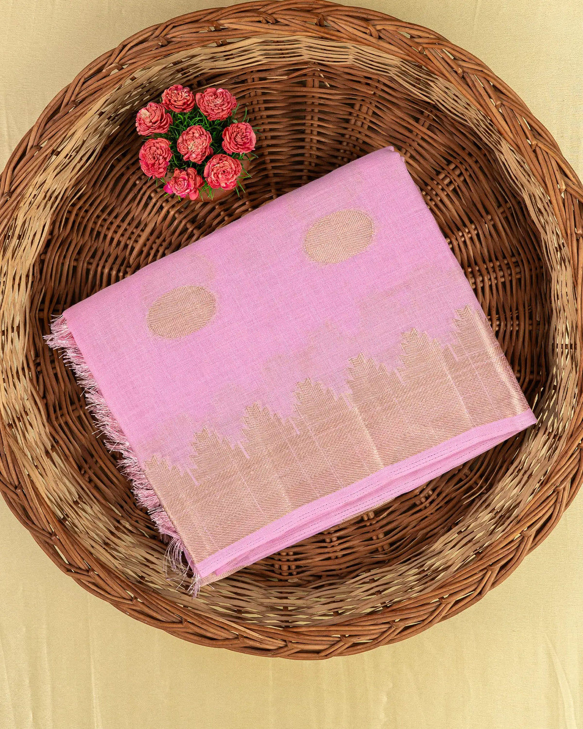 SC4363 - Linen Saree With Gold Butta