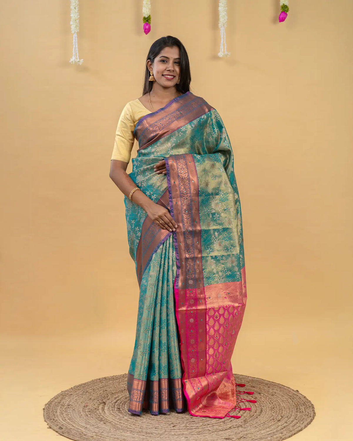 SC4361 - Tissue Saree Mirror With Stone