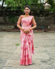 SC5285 - Tussar Cotton Saree With Copper Stone All Over Body