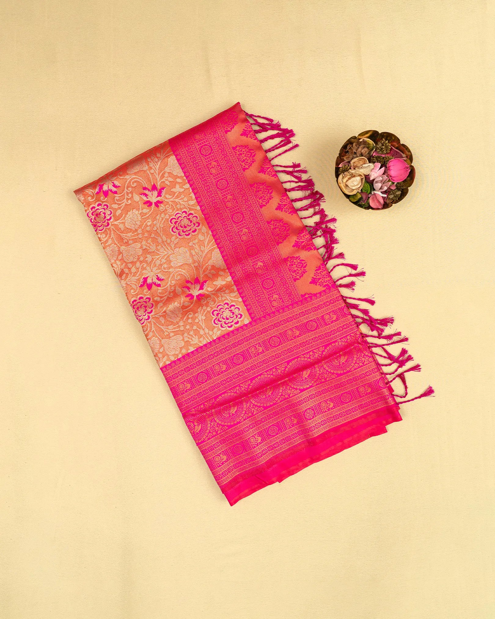 SC3964 - Tissue saree with meena butta and copper zari