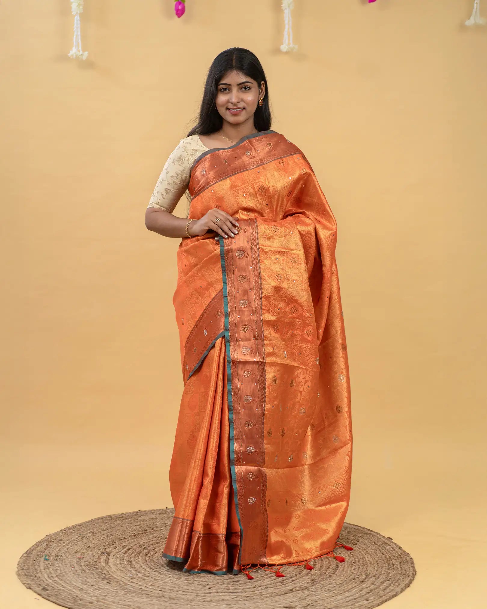 SC4361 - Tissue Saree Mirror With Stone