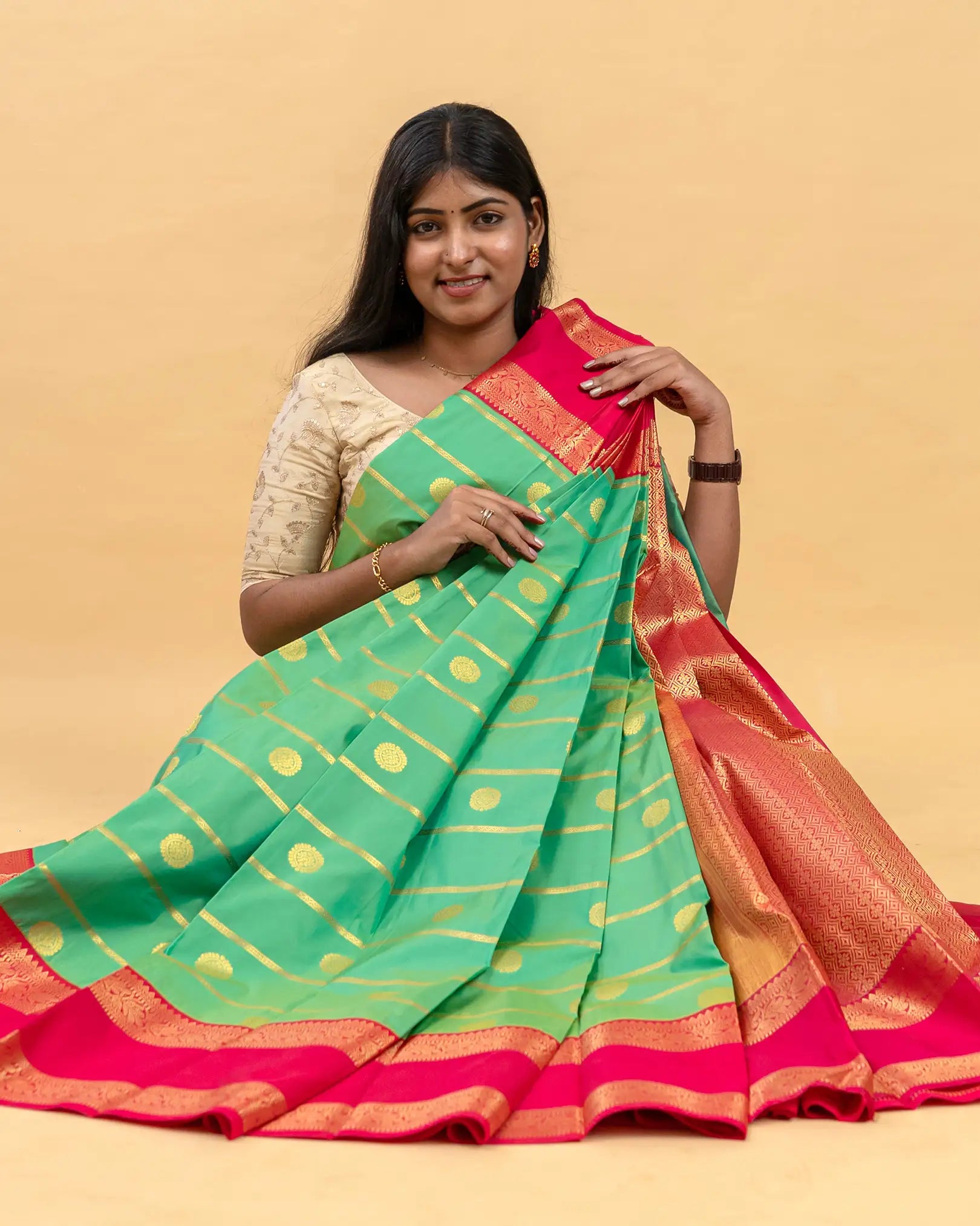SC3473 - Silk Saree With Zari Lines And Butta