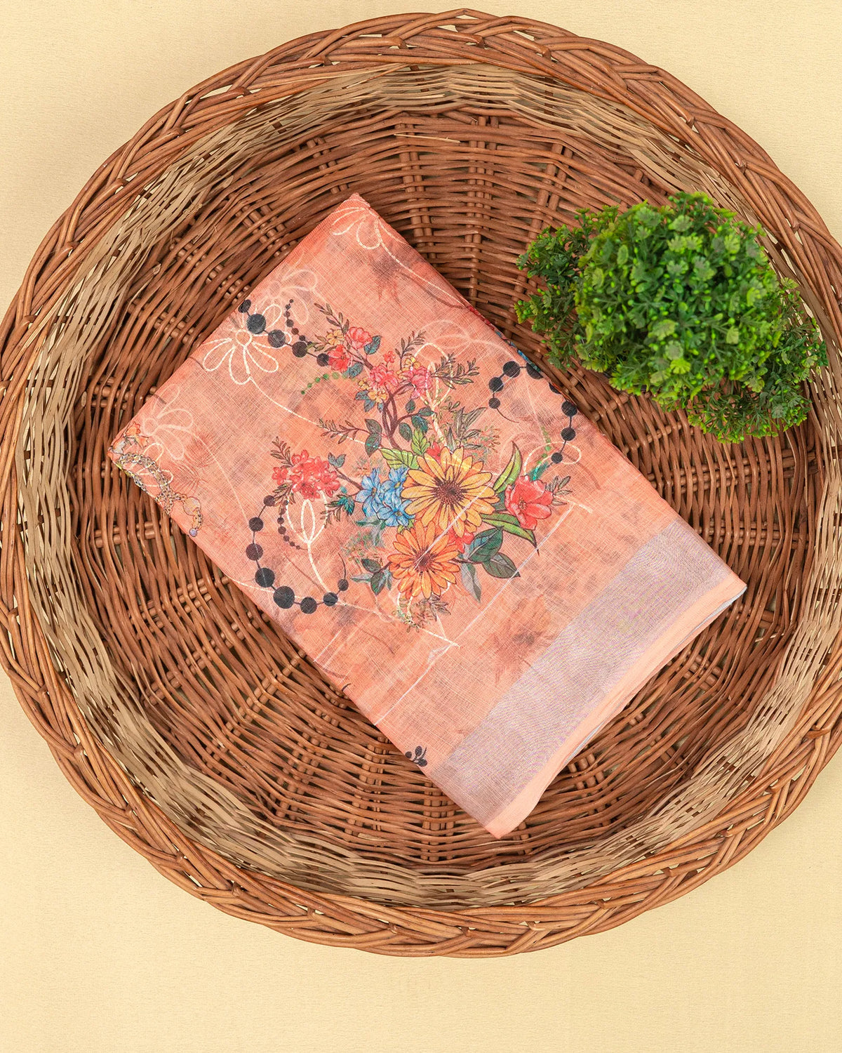 SC3947 - Linen Digital Print With Embroidery All Over Body