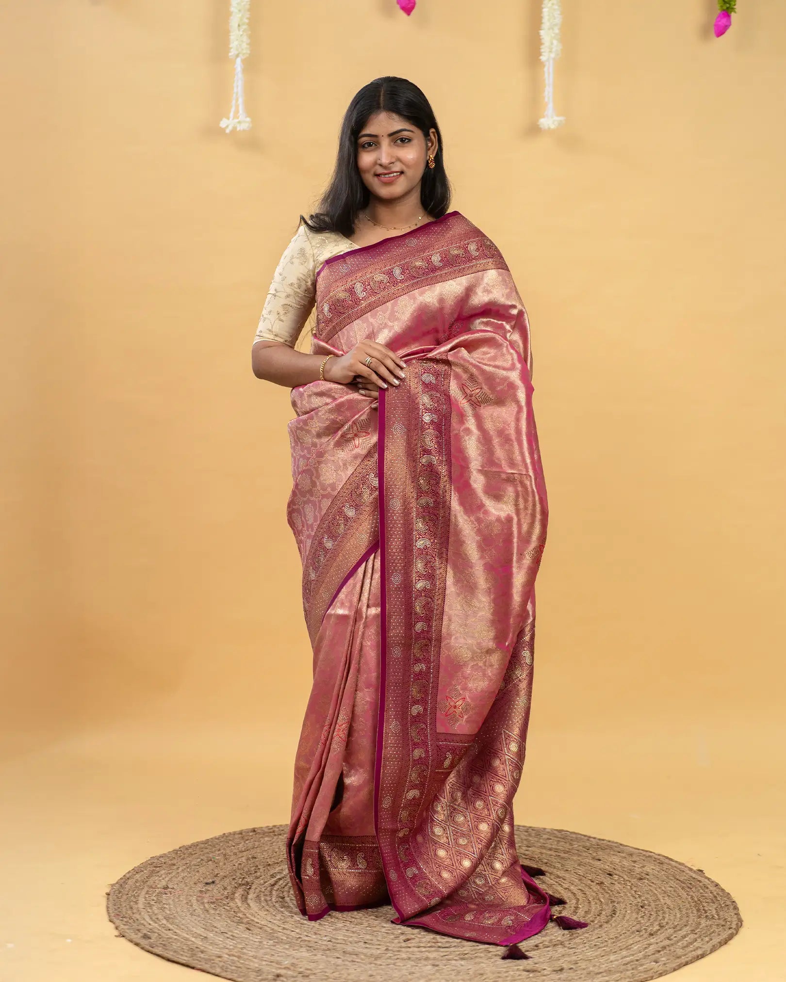 SC3582 - Tissue Saree With Premium Multi Colour Stone