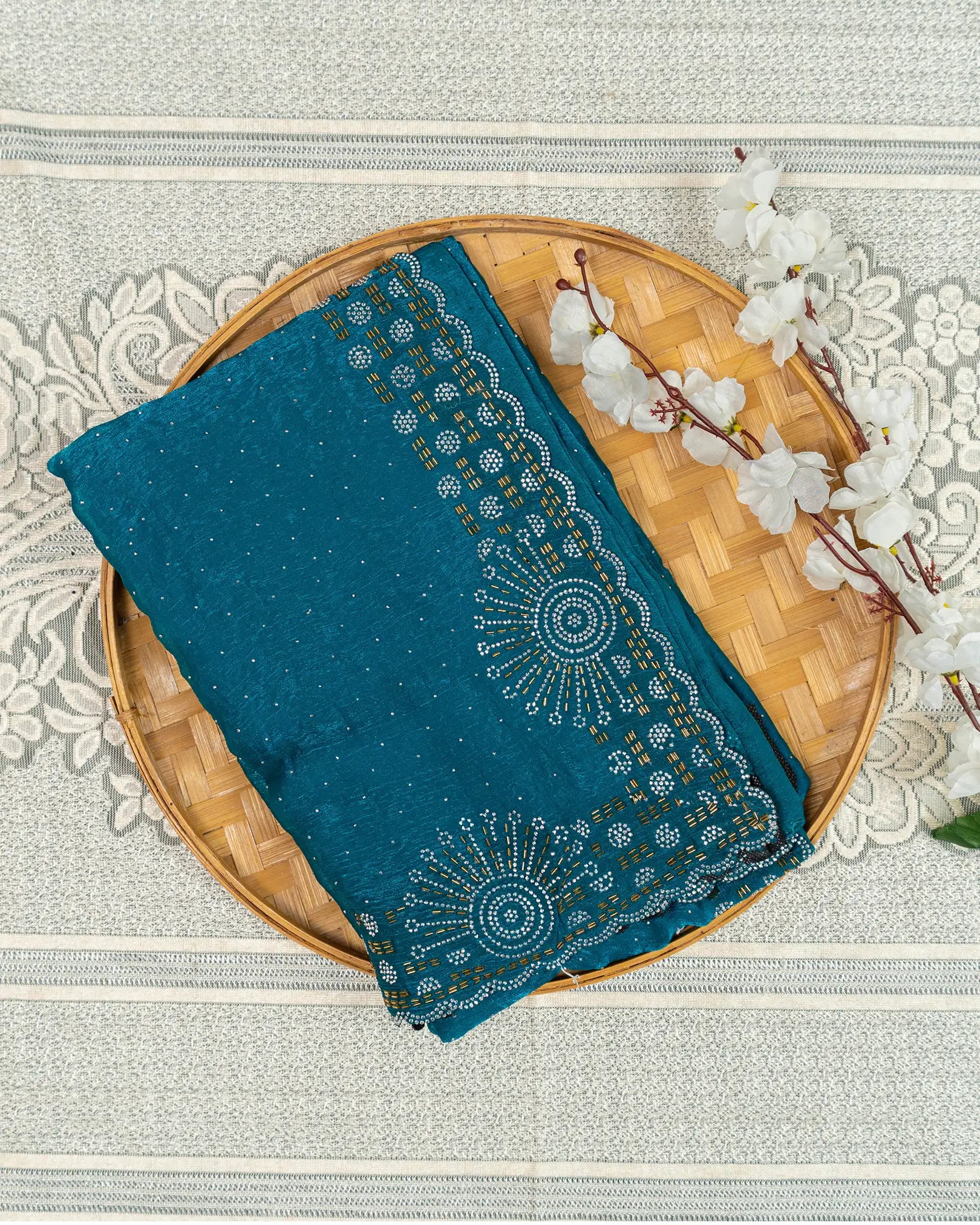 SC3822-Fendy Saree with Jarjoshi work