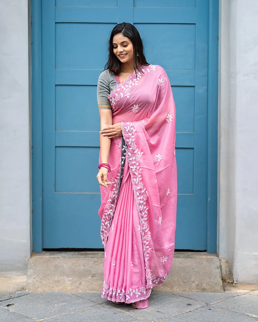 SC6334 - CHIFFON FANCY EMBROIDERY SAREE