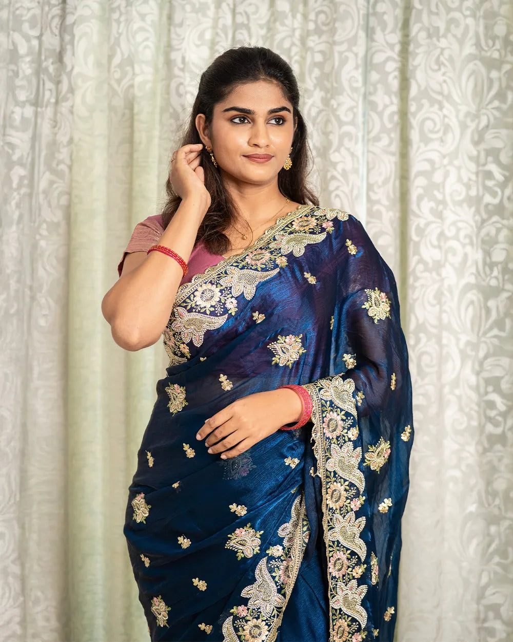 SC5849 - VISCOSE SAREE WITH FANCY EMBROIDERY STONE WORK