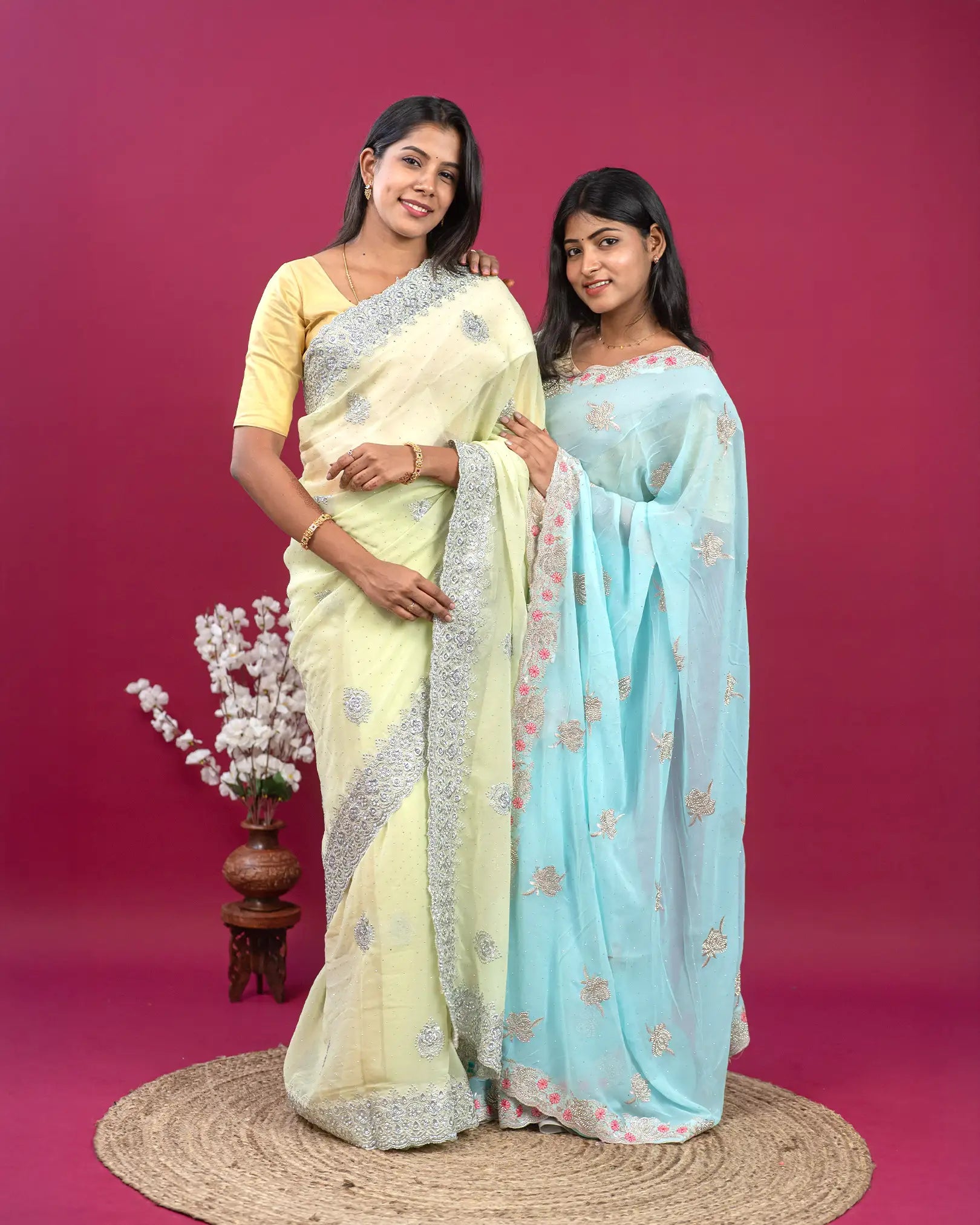 SC3994 - Georgette With Embroidery And Handwork Stone