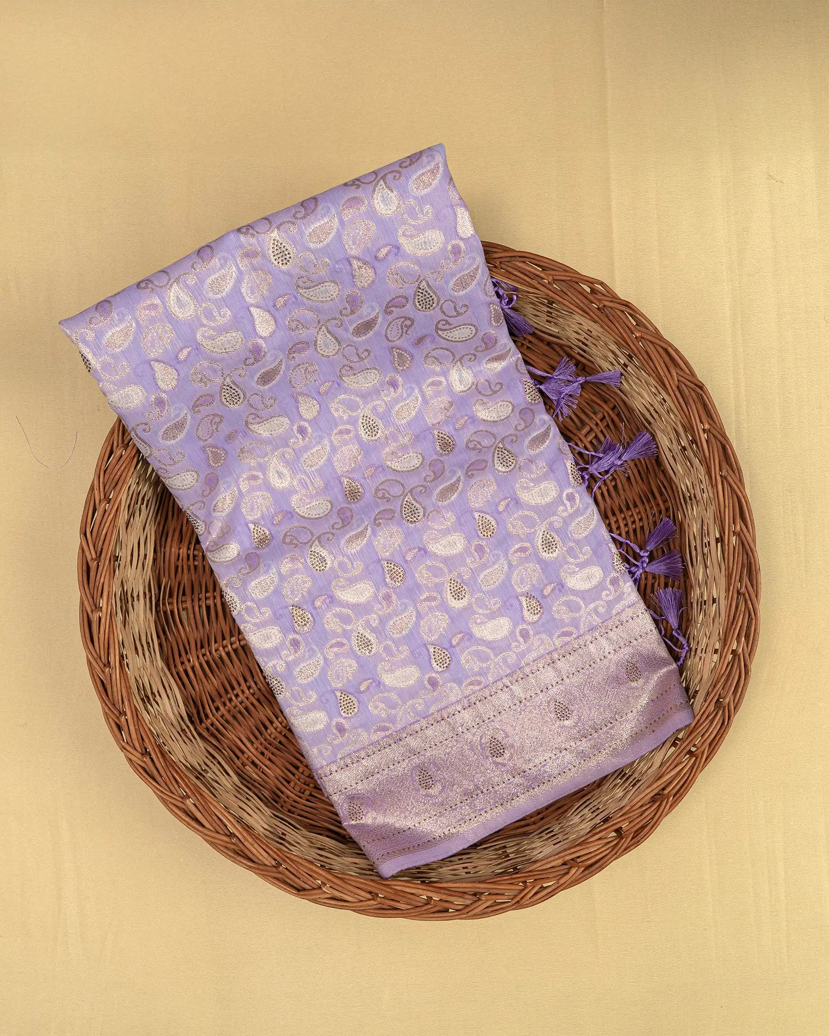 SC3259 - Cotton brasso with zari butta and copper stone