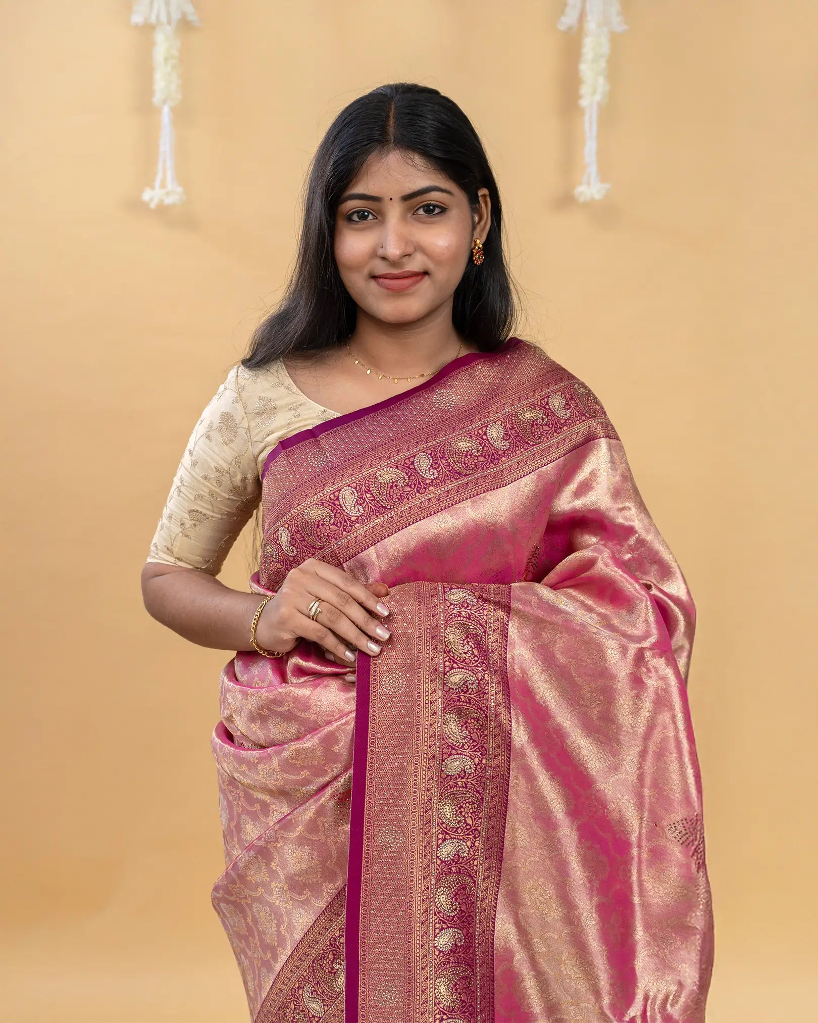 SC3582 - Tissue Saree With Premium Multi Colour Stone