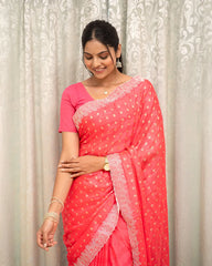 SC6497 - CHIFFON SAREE WITH SILVER ZARI LINES
