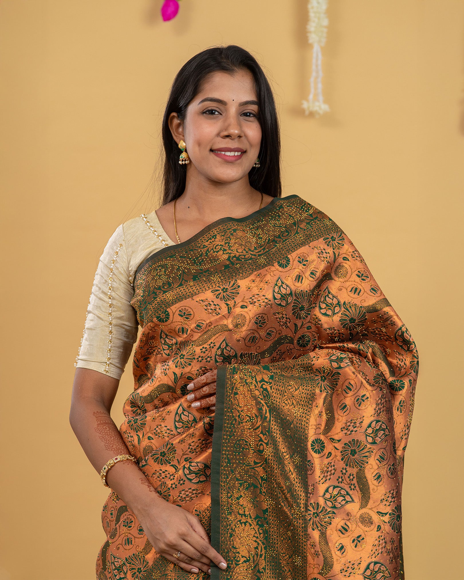 SC2821 - Top Dyed Saree With Sparkling Stone And Meena Butta