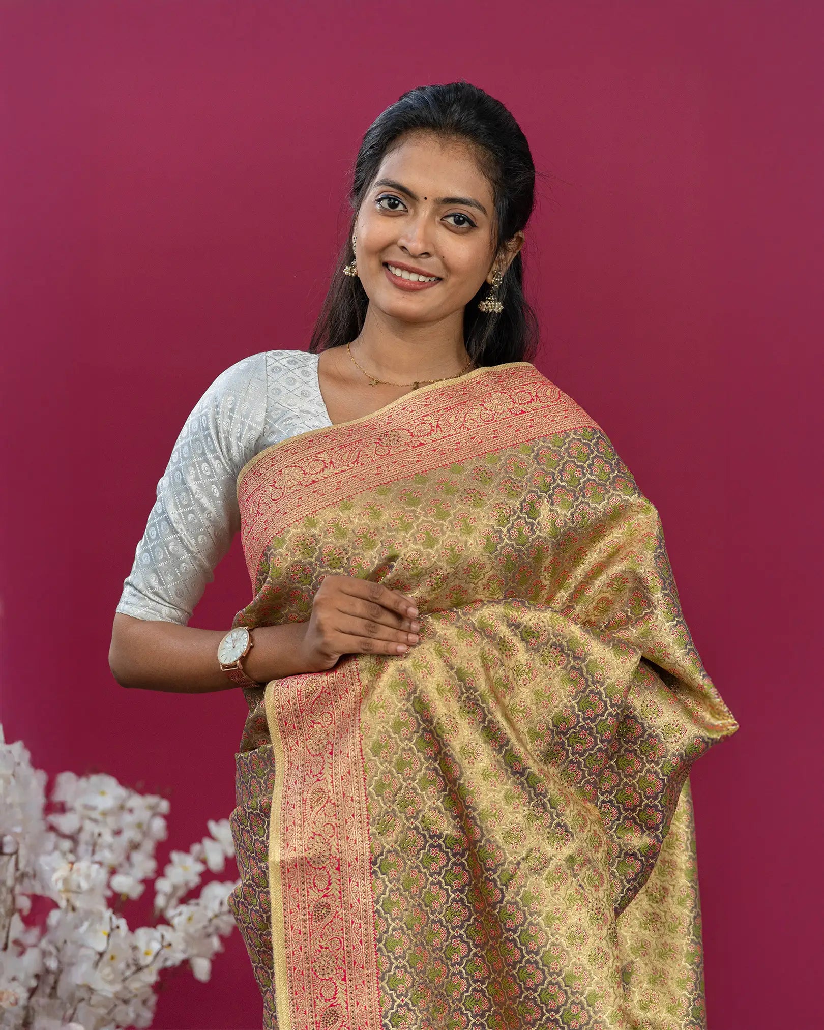 SC3538 - Tissue Gold Meena Butta Saree