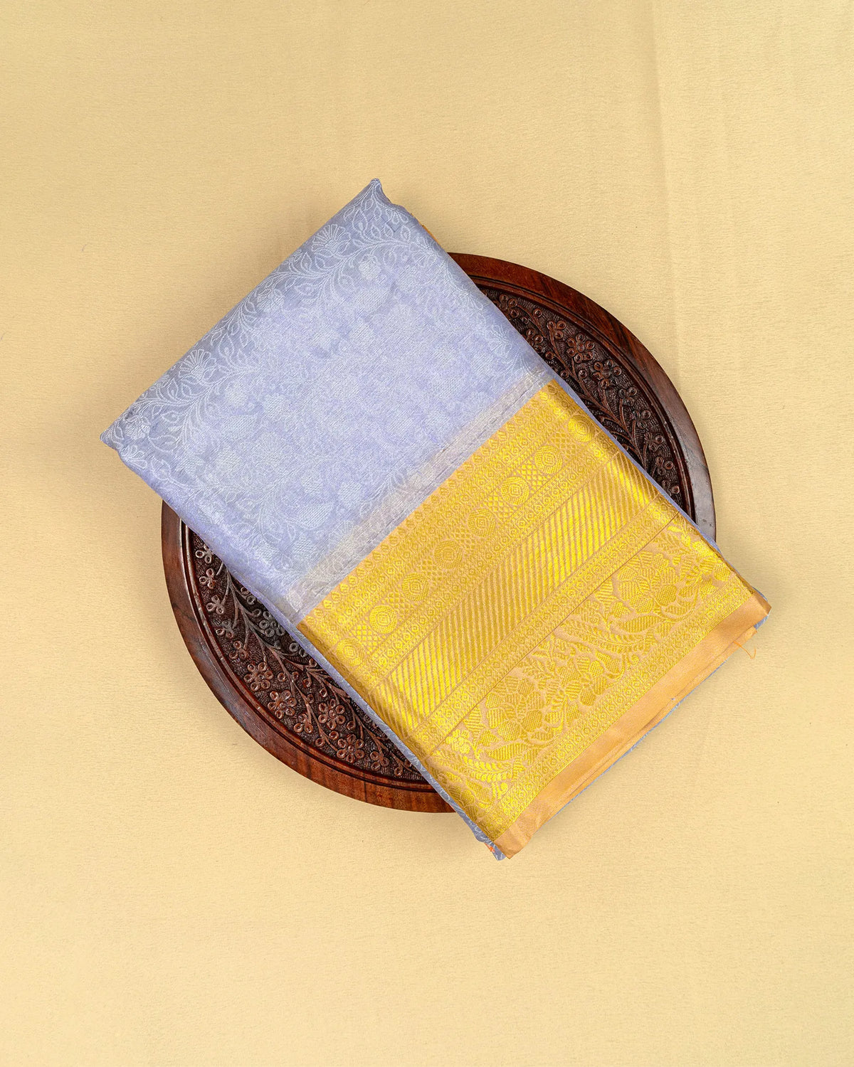 SC4799 - Tissue saree with embose flower design and gold border
