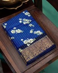 SC5735(2) - DOLA SILK SAREE WITH CHECKED AND DIGITAL PRINT