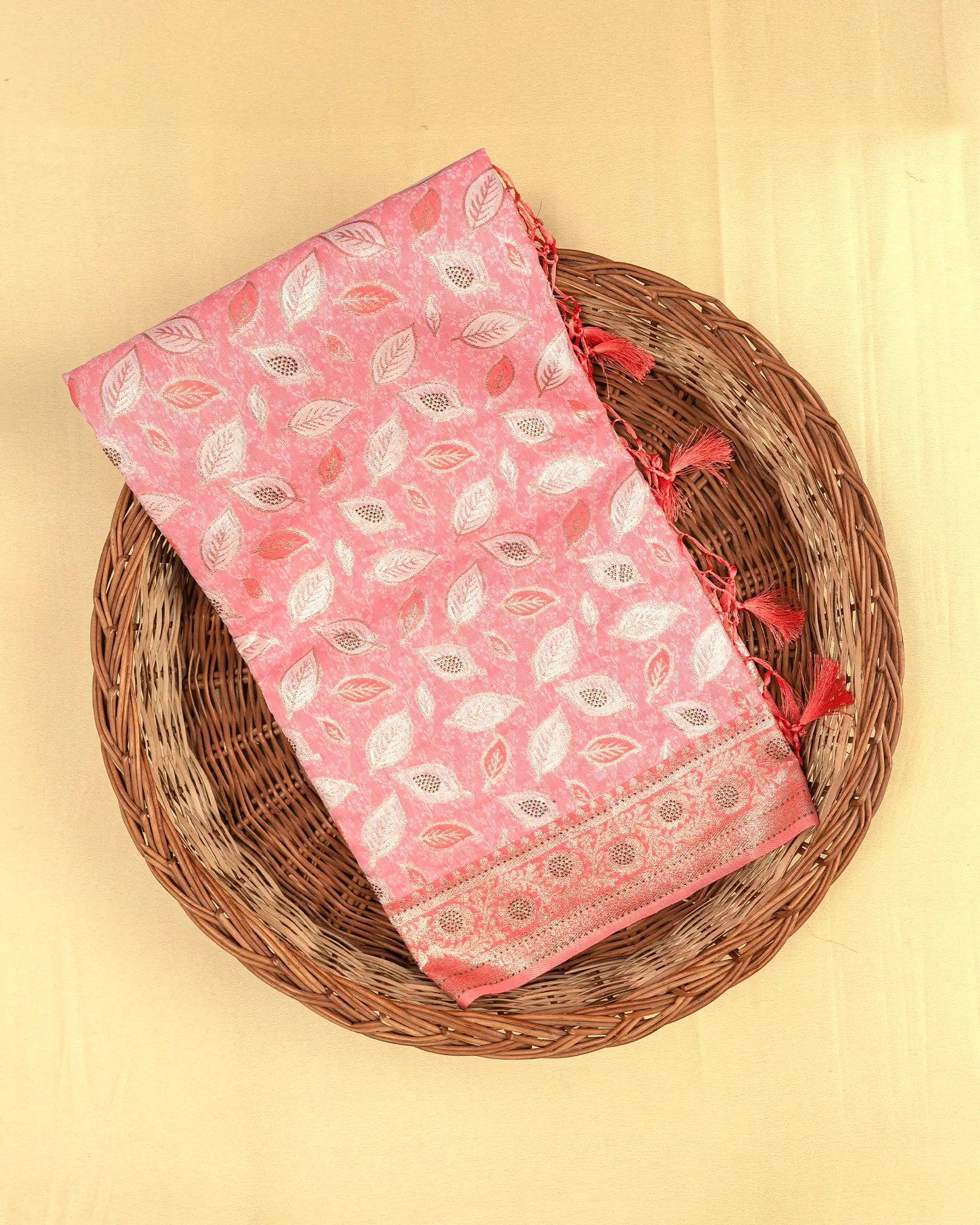 SC3259 - Cotton brasso with zari butta and copper stone