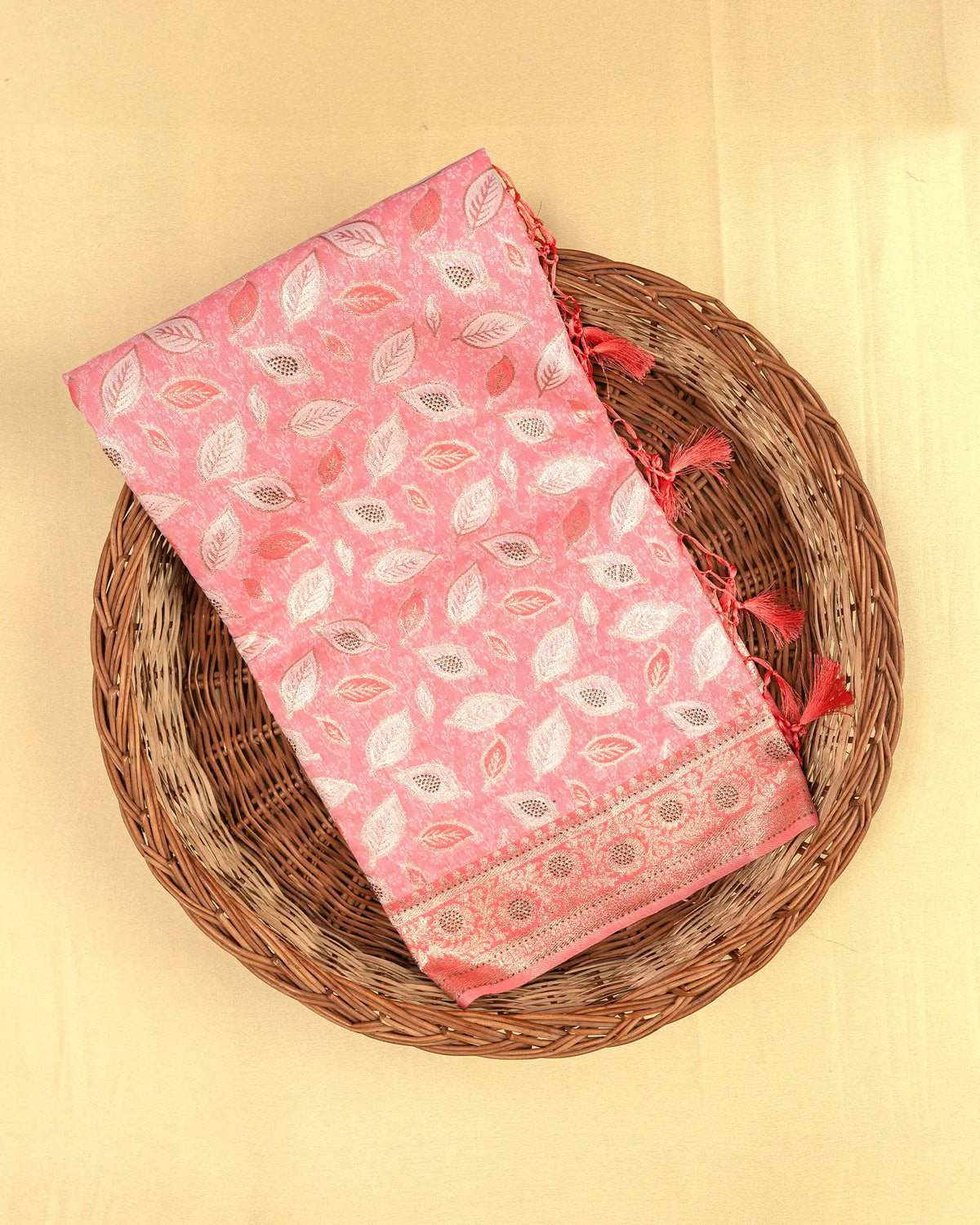 SC3259 - Cotton brasso with zari butta and copper stone