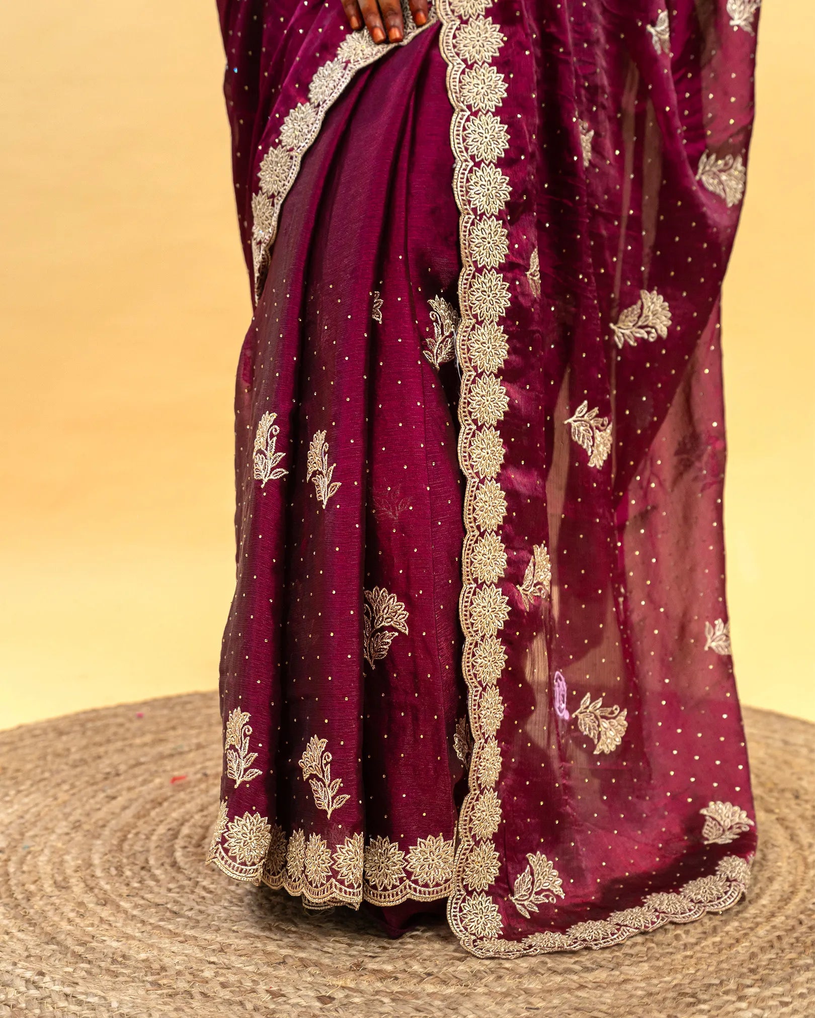 SC3772 - Fendy saree with embroidery work and stone all over body
