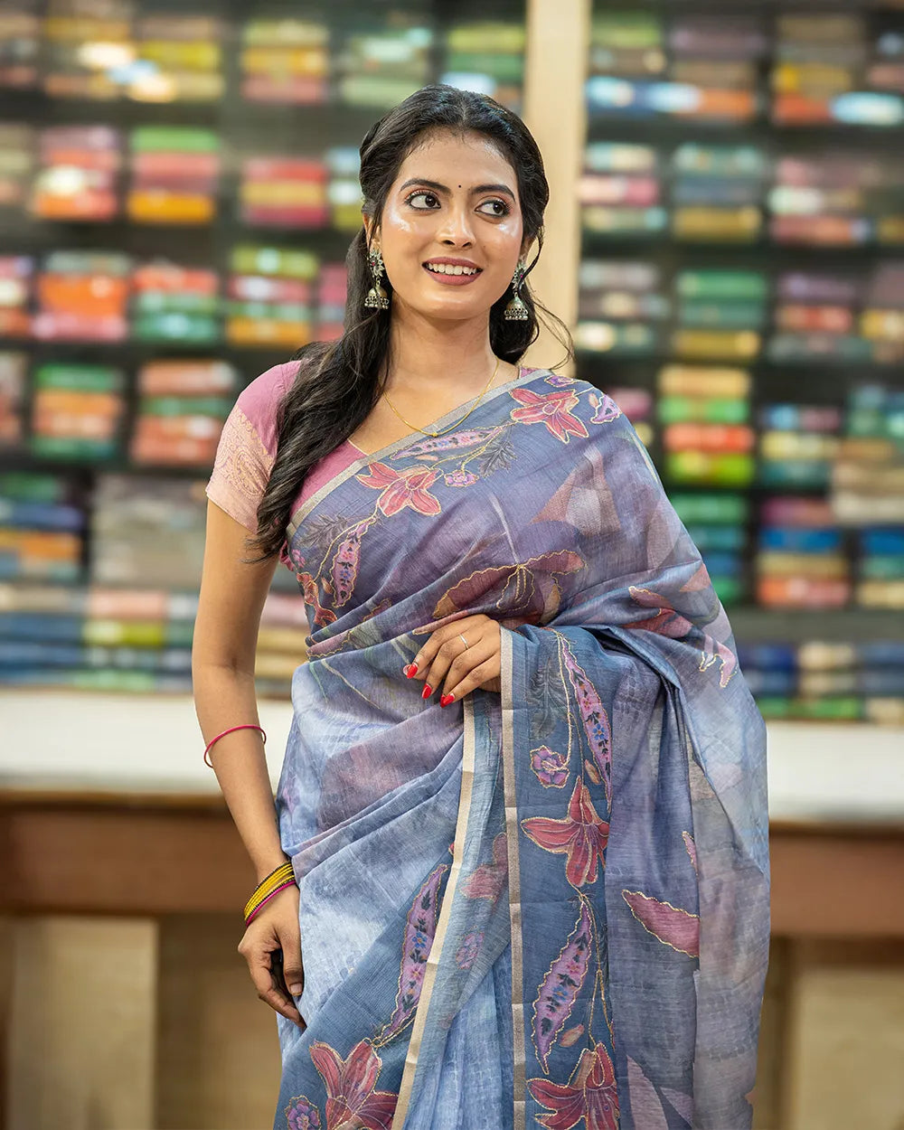 SC5541(7) - EMBROIDERY SAREE WITH FOIL WORK