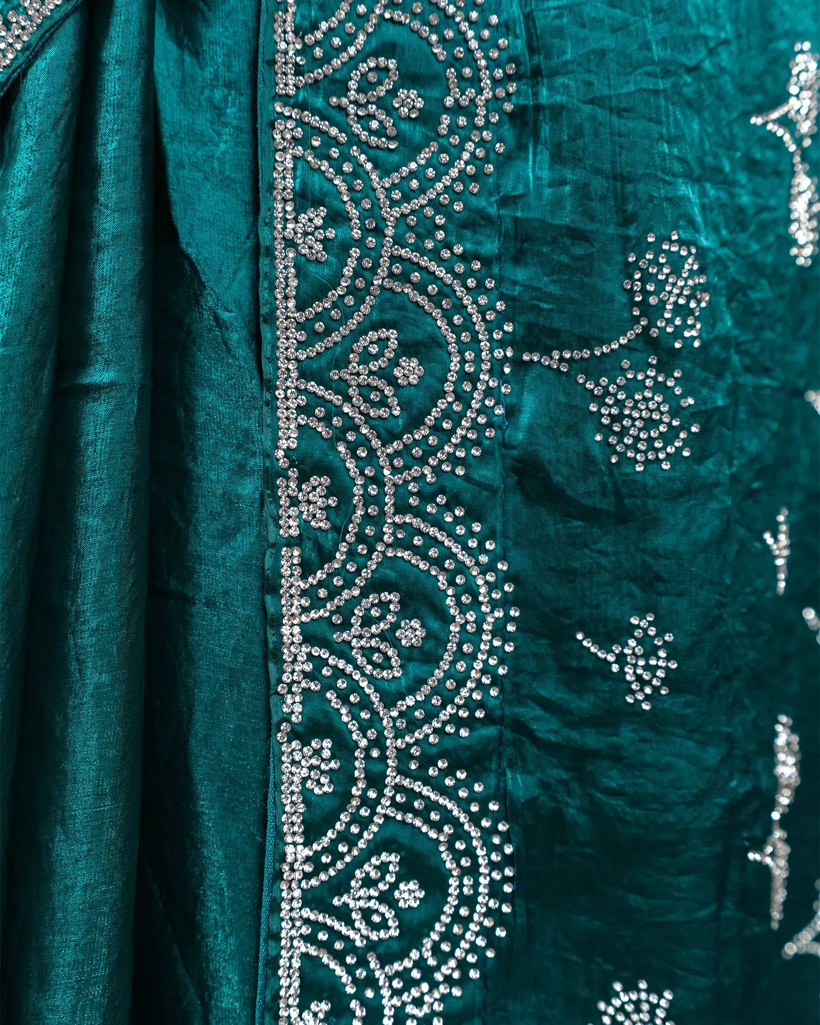 SC3450 - Fendy Satin Saree With Heavy Stone Work