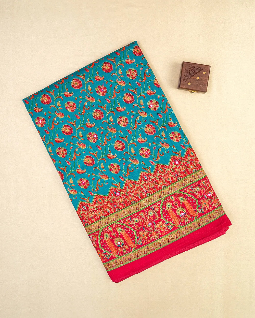 SC5872 - BANDHINI SAREE WITH MIRROR STONE