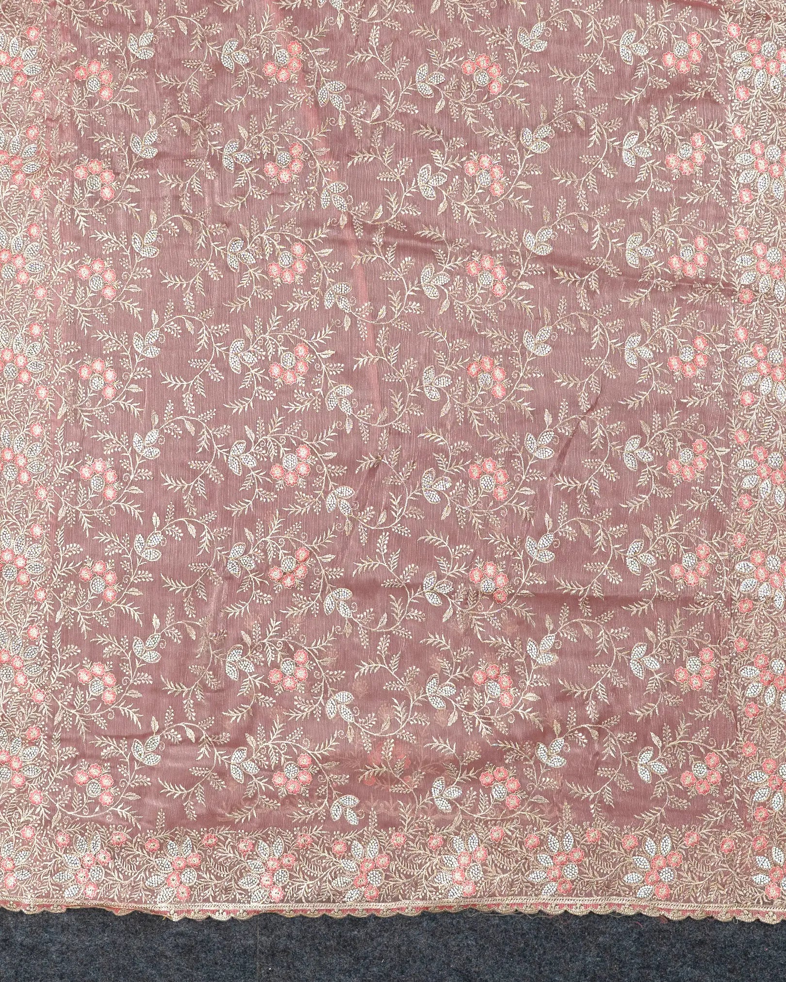 SC3550 - Fendy crush saree with premium embroidery and Jharkhand stone work