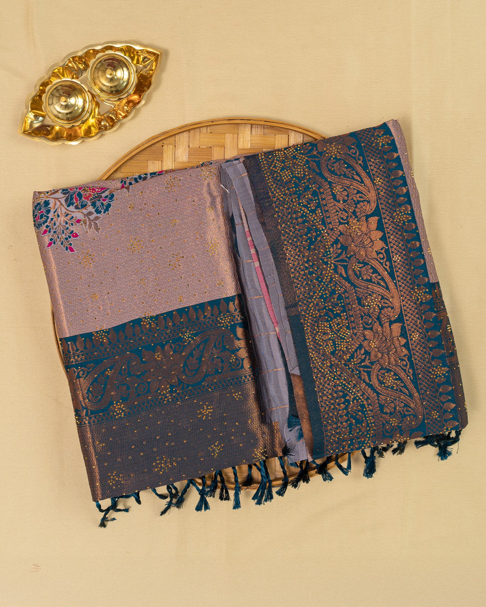 SC2821 - Top Dyed Saree With Sparkling Stone And Meena Butta