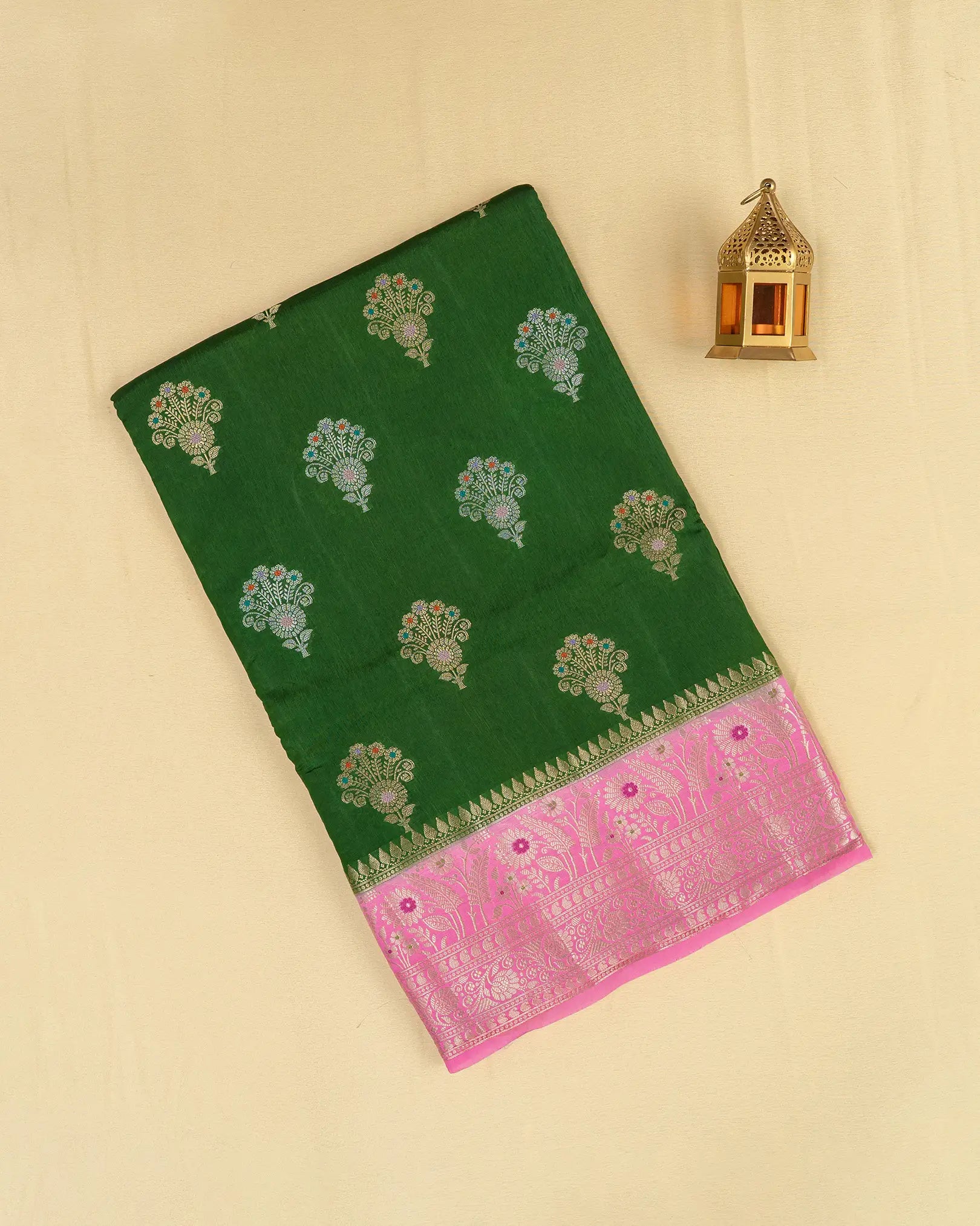 SC2967 - Tussar with meena butta over body and contrast border