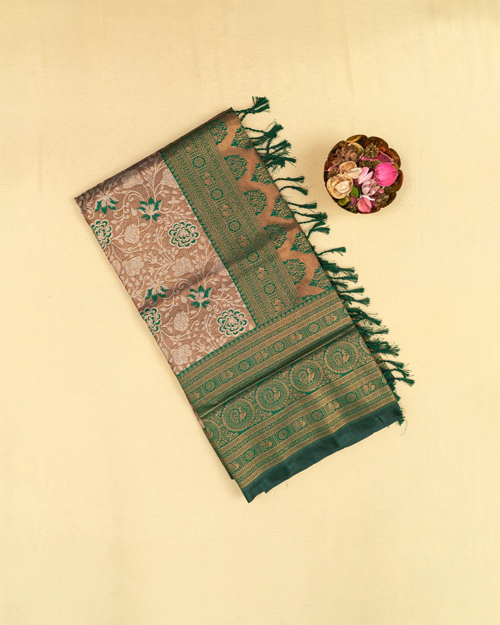 SC3964 - Tissue saree with meena butta and copper zari