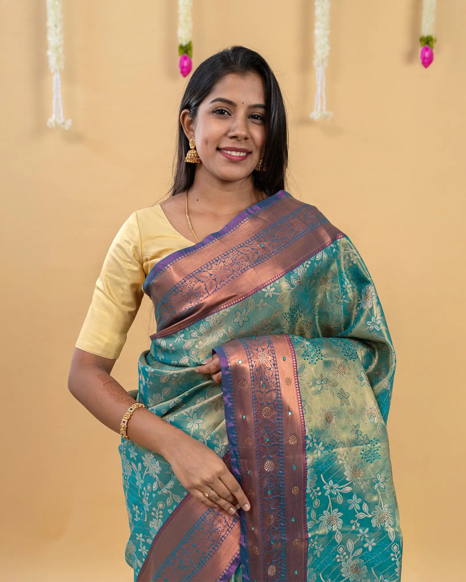 SC4361 - Tissue Saree Mirror With Stone