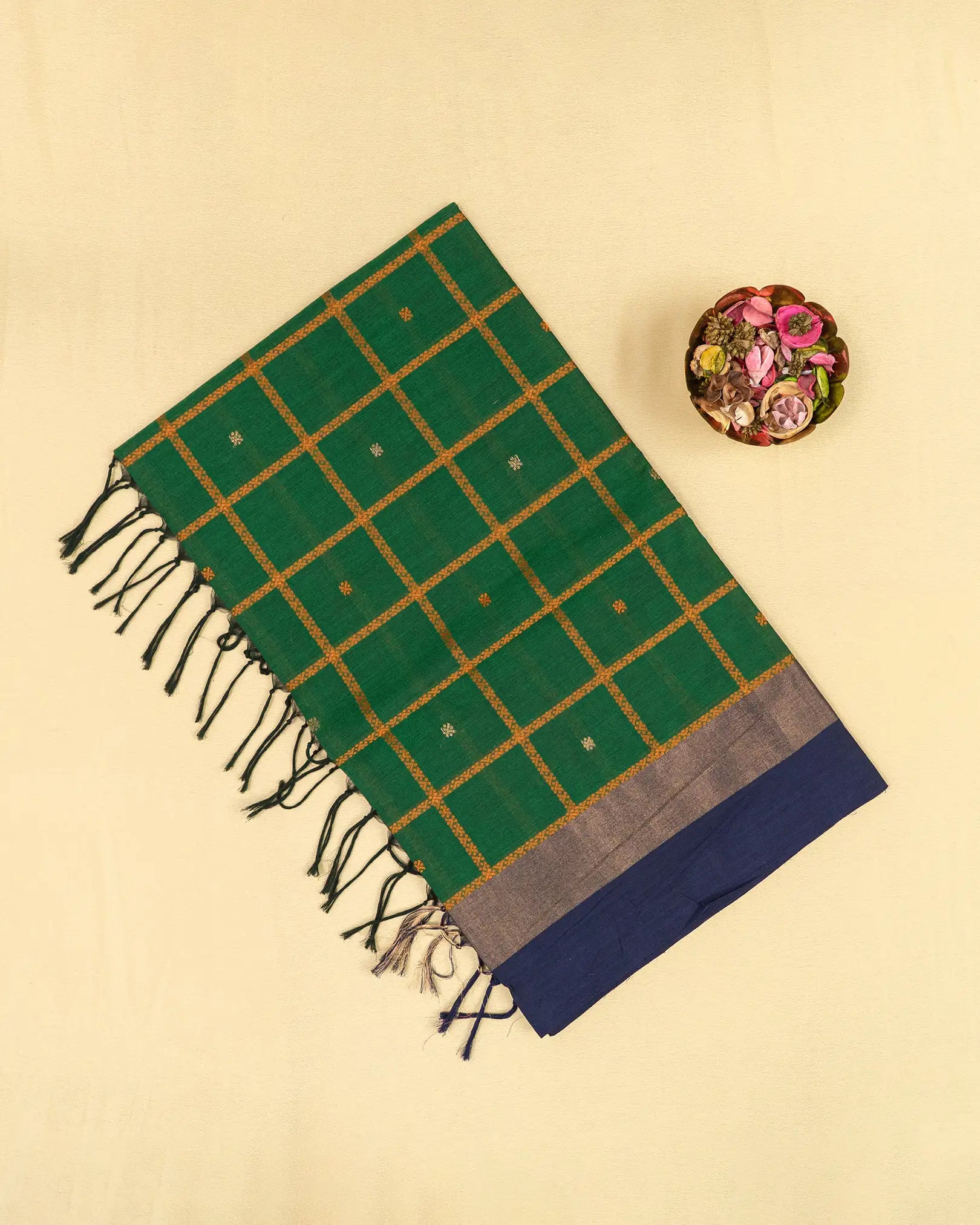 SC3377 - Handloom cotton with checked butta