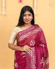 SC3875 - Raw Silk With Bandhini Print