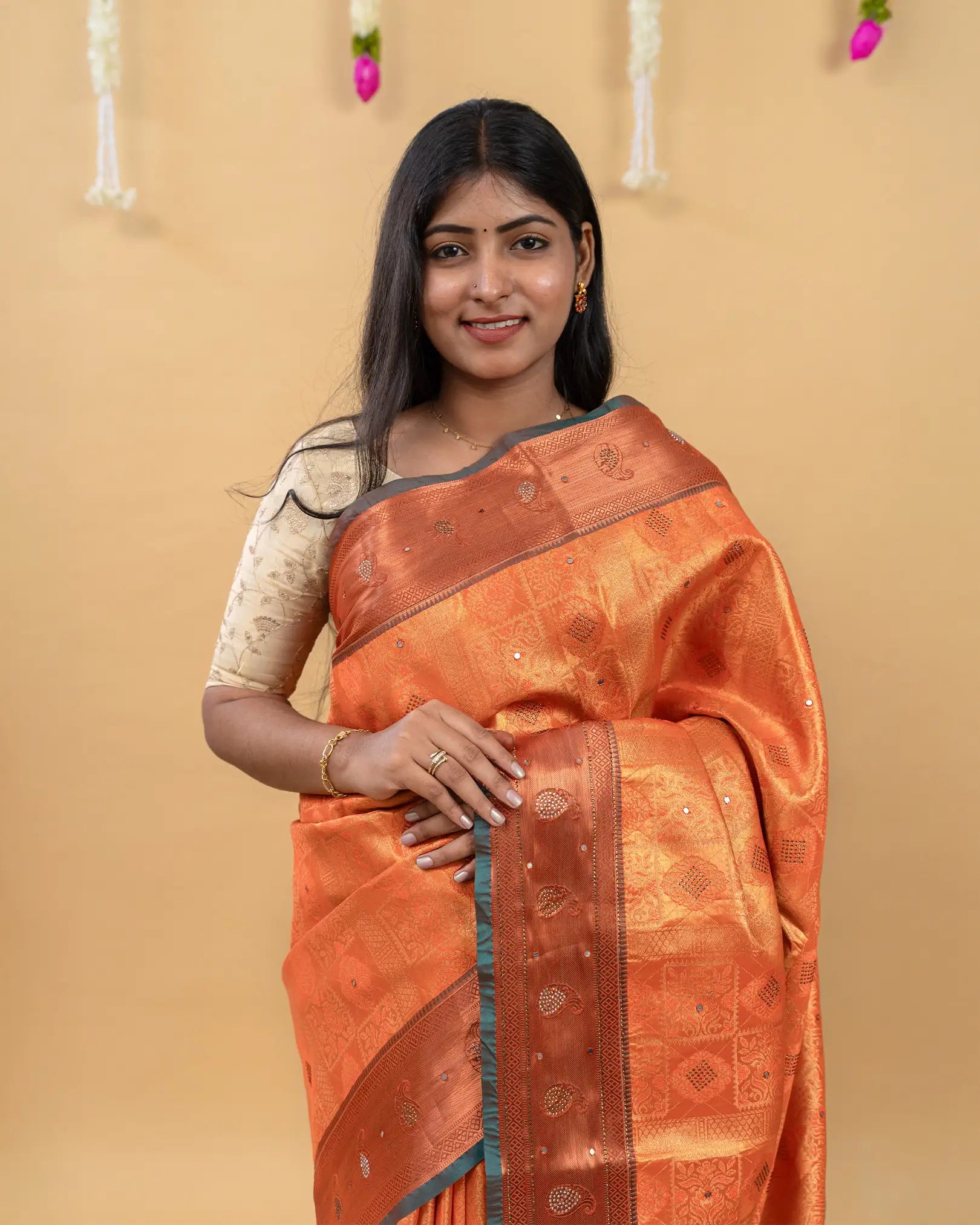 SC4361 - Tissue Saree Mirror With Stone