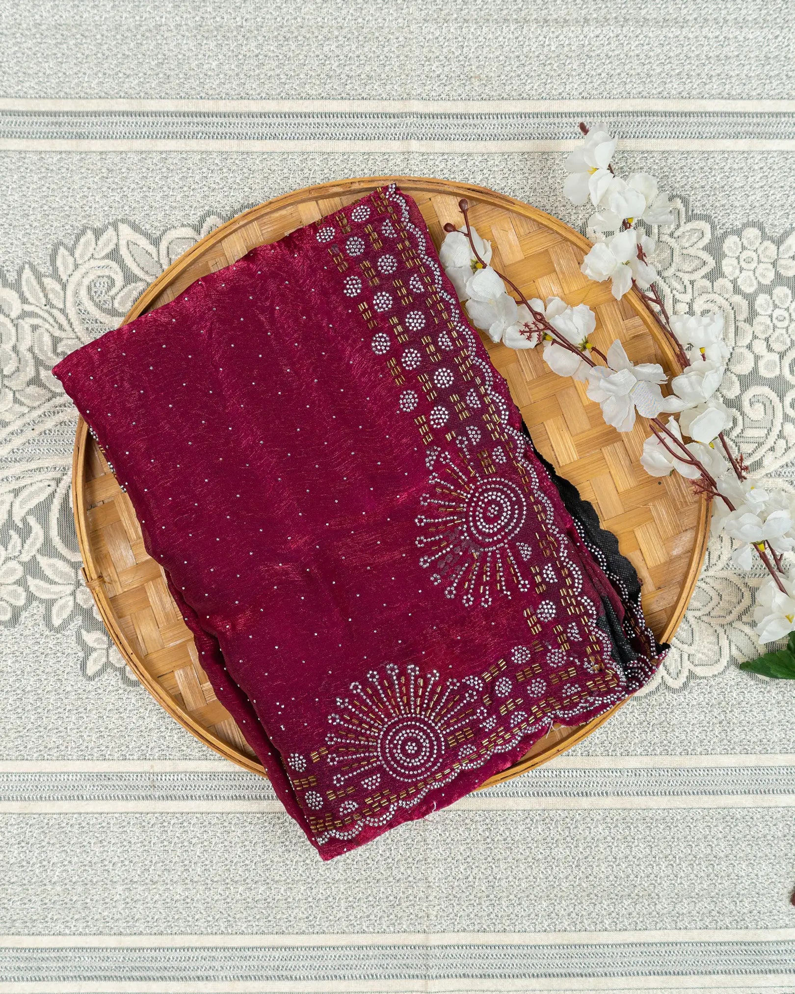 SC3822-Fendy Saree with Jarjoshi work
