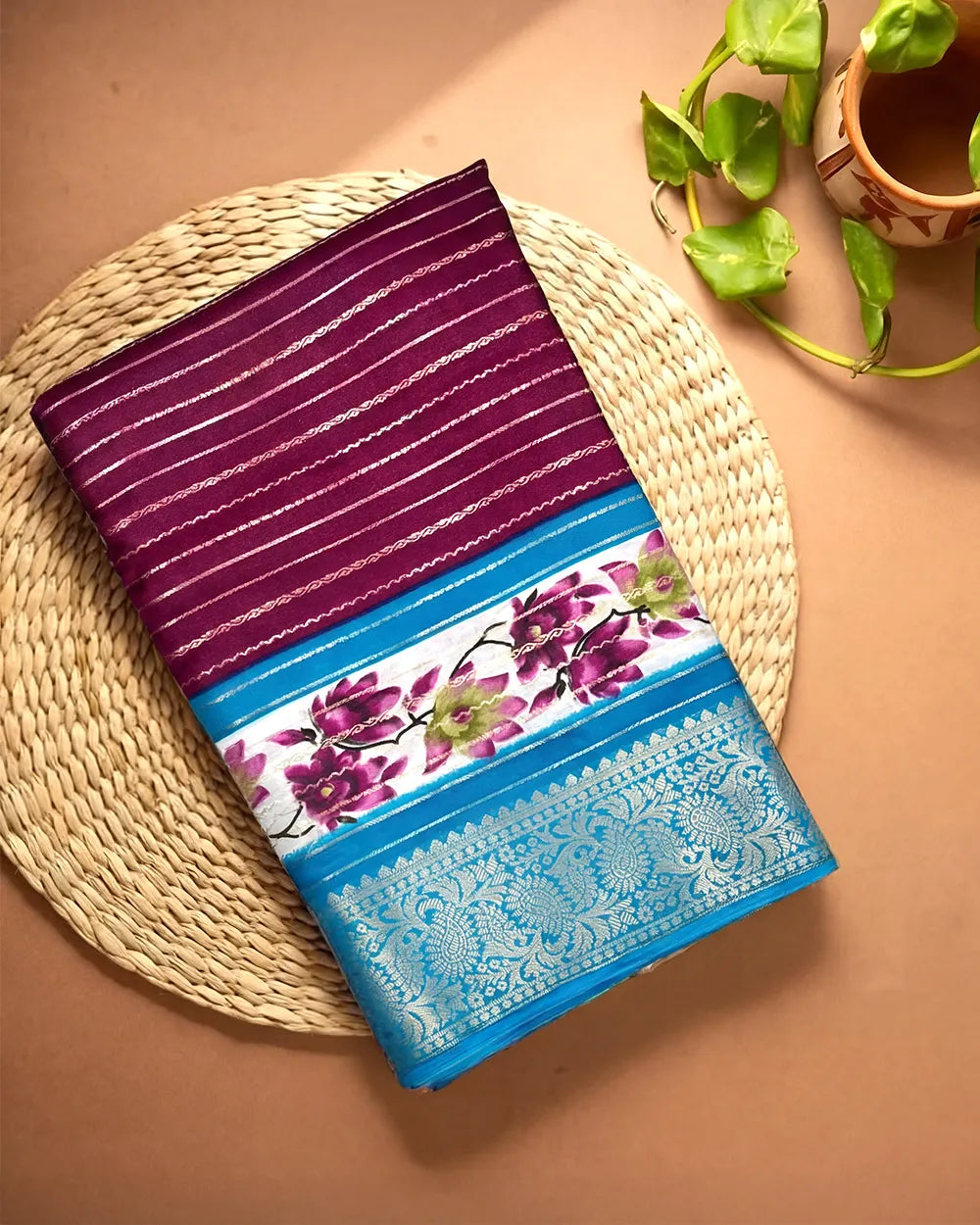 SC6205 - DOLA SILK SAREE WITH ZARI LINES