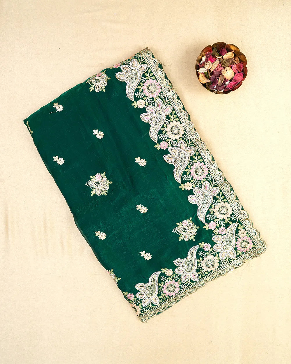 SC5849 - VISCOSE SAREE WITH FANCY EMBROIDERY STONE WORK