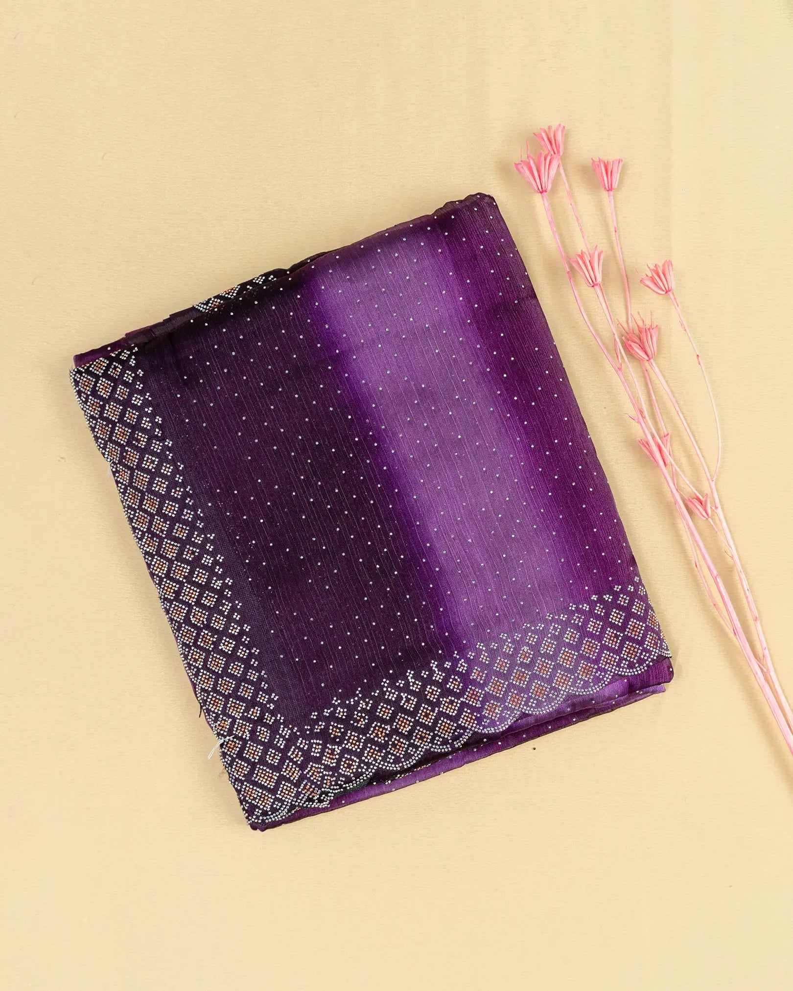 SC2914 - Dual Tone Fendy Saree with Silver & Dual Stone Work