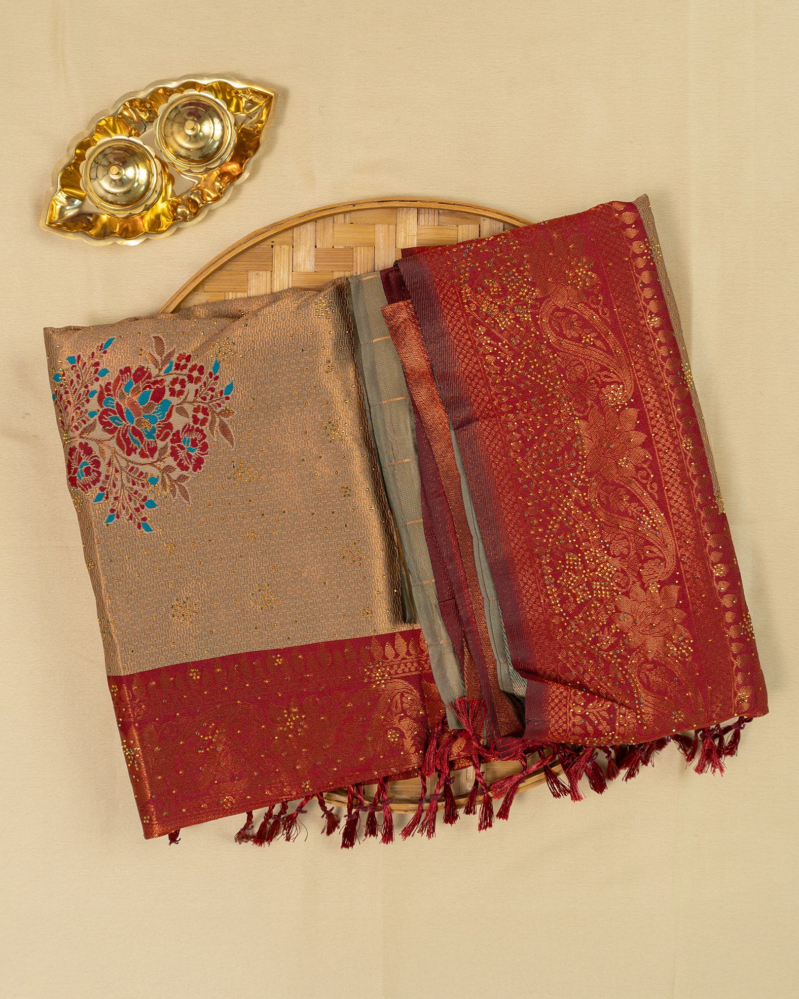SC2821 - Top Dyed Saree With Sparkling Stone And Meena Butta