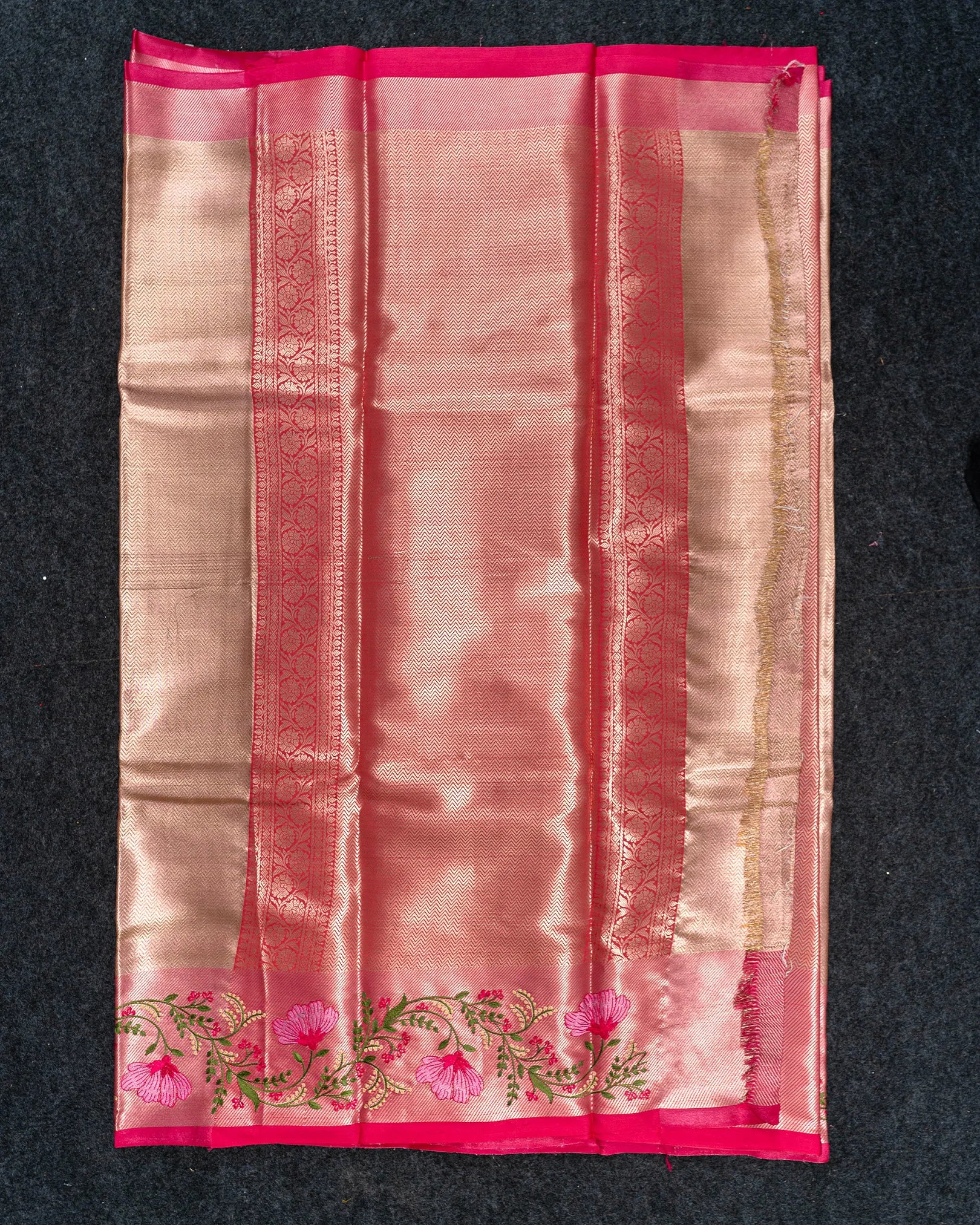 SC4808 - Rose gold tissue saree with zari body and premium border work
