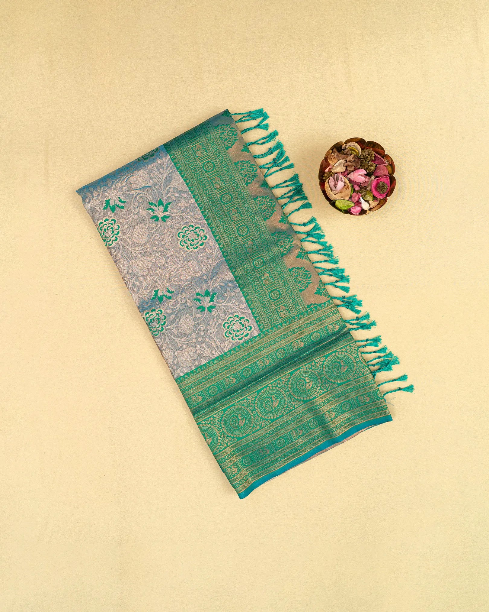 SC3964 - Tissue saree with meena butta and copper zari