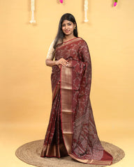 SC4031 - Dola Saree With Black Print