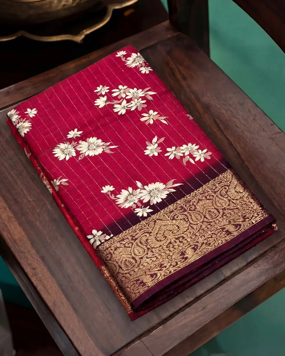 DOLA SILK SAREE WITH CHECKED AND DIGITAL PRINT
