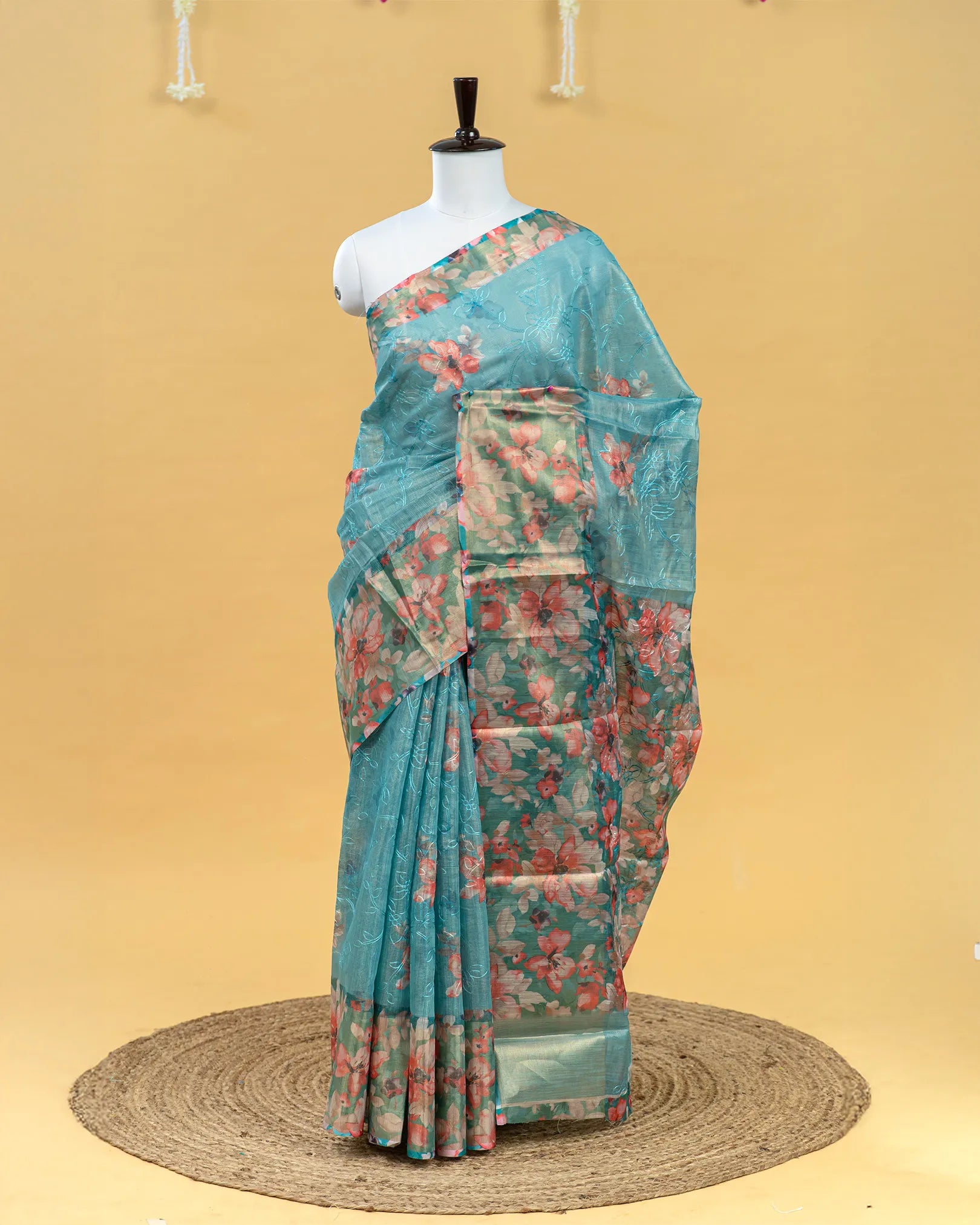 SC3415 - Tissue Saree With Embroidery All Over