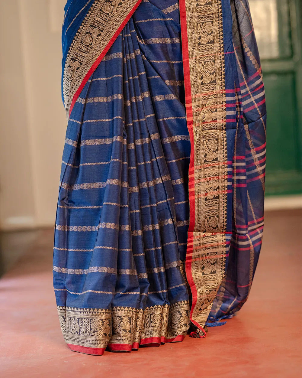 SC7532 - NARAYANPET STRIPED COTTON SAREE
