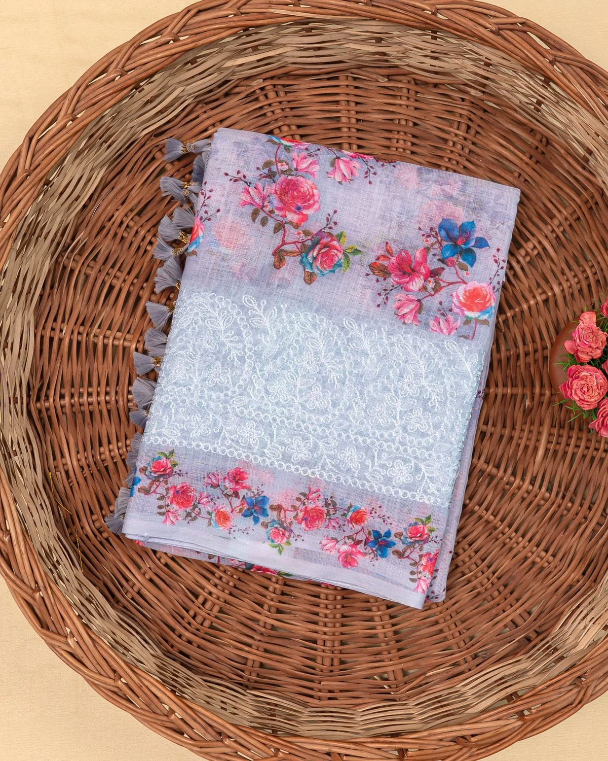 SC3166 - Linen With Embroidery Border