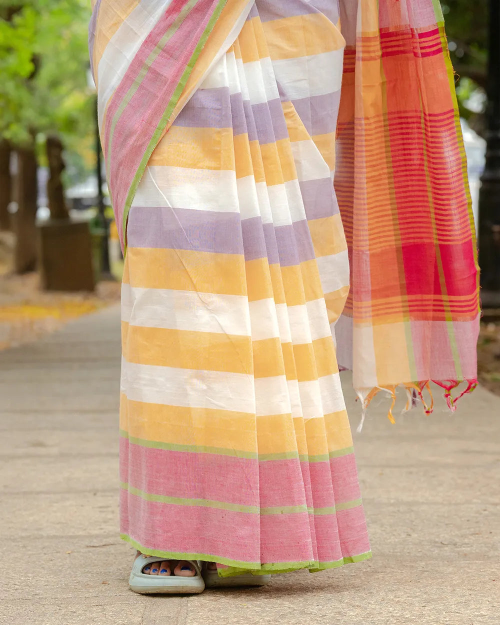 SC7418(2) - MANGALAGIRI MULTICOLOUR STRIPED COTTON SAREE